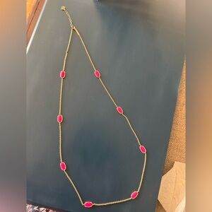Kendra Scott Gold Necklace with Fuchsia Stones
